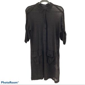 Piazza Sempione Italian linen Sheer Tunic Black 12